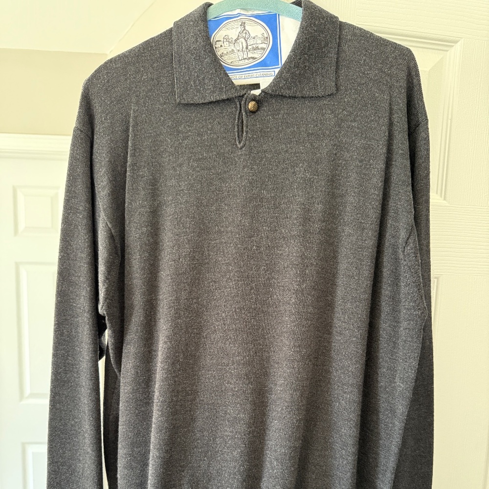 Versace Men’s Dk Grey Vintage Sweater!  Big Brass Button! Flawless! Worn 2-3x  M
